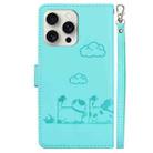 For iPhone 16 Pro Cute Cats RFID Leather Phone Case(Green) - 3