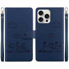 For iPhone 16 Pro Cute Cats RFID Leather Phone Case(Blue) - 1