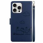 For iPhone 16 Pro Cute Cats RFID Leather Phone Case(Blue) - 3