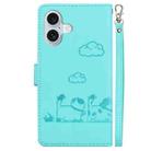 For iPhone 16 Plus Cute Cats RFID Leather Phone Case(Green) - 3