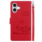 For iPhone 16 Plus Cute Cats RFID Leather Phone Case(Red) - 3