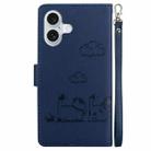 For iPhone 16 Plus Cute Cats RFID Leather Phone Case(Blue) - 3