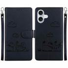 For iPhone 16 Cute Cats RFID Leather Phone Case(Black) - 1