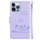 For iPhone 15 Pro Max Cute Cats RFID Leather Phone Case(Purple) - 3