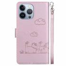 For iPhone 15 Pro Cute Cats RFID Leather Phone Case(Rose Gold) - 3