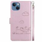 For iPhone 15 Plus Cute Cats RFID Leather Phone Case(Rose Gold) - 3