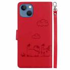 For iPhone 15 Plus Cute Cats RFID Leather Phone Case(Red) - 3