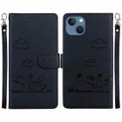 For iPhone 15 Plus Cute Cats RFID Leather Phone Case(Black) - 1