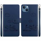 For iPhone 15 Cute Cats RFID Leather Phone Case(Blue) - 1