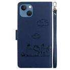 For iPhone 15 Cute Cats RFID Leather Phone Case(Blue) - 3