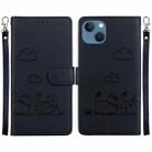 For iPhone 15 Cute Cats RFID Leather Phone Case(Black) - 1