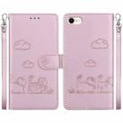For iPhone 7 / 8 / SE 2022 Cute Cats RFID Leather Phone Case(Rose Gold) - 1
