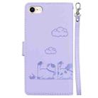 For iPhone 7 / 8 / SE 2022 Cute Cats RFID Leather Phone Case(Purple) - 3