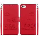 For iPhone 7 / 8 / SE 2022 Cute Cats RFID Leather Phone Case(Red) - 1