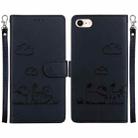 For iPhone 7 / 8 / SE 2022 Cute Cats RFID Leather Phone Case(Black) - 1