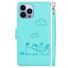 For iPhone 13 Pro Max Cute Cats RFID Leather Phone Case(Green) - 3