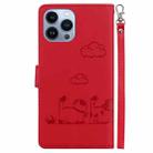 For iPhone 13 Pro Max Cute Cats RFID Leather Phone Case(Red) - 3