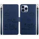 For iPhone 13 Pro Max Cute Cats RFID Leather Phone Case(Blue) - 1