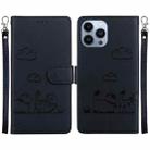 For iPhone 13 Pro Max Cute Cats RFID Leather Phone Case(Black) - 1