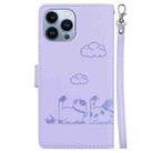 For iPhone 13 Pro Cute Cats RFID Leather Phone Case(Purple) - 3