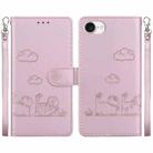 For iPhone SE 2024 Cute Cats RFID Leather Phone Case(Rose Gold) - 1