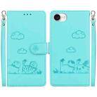 For iPhone SE 2024 Cute Cats RFID Leather Phone Case(Green) - 1