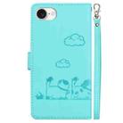 For iPhone SE 2024 Cute Cats RFID Leather Phone Case(Green) - 3