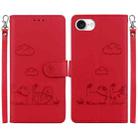 For iPhone SE 2024 Cute Cats RFID Leather Phone Case(Red) - 1