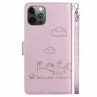 For iPhone 12 / 12 Pro Cute Cats RFID Leather Phone Case(Rose Gold) - 3