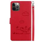 For iPhone 12 / 12 Pro Cute Cats RFID Leather Phone Case(Red) - 3