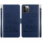 For iPhone 12 / 12 Pro Cute Cats RFID Leather Phone Case(Blue) - 1