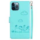 For iPhone 12 Pro Max Cute Cats RFID Leather Phone Case(Green) - 3