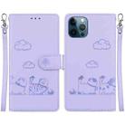 For iPhone 12 Pro Max Cute Cats RFID Leather Phone Case(Purple) - 1