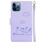 For iPhone 12 Pro Max Cute Cats RFID Leather Phone Case(Purple) - 3