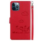 For iPhone 12 Pro Max Cute Cats RFID Leather Phone Case(Red) - 3