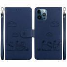 For iPhone 12 Pro Max Cute Cats RFID Leather Phone Case(Blue) - 1