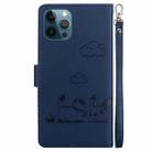 For iPhone 12 Pro Max Cute Cats RFID Leather Phone Case(Blue) - 3