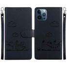 For iPhone 12 Pro Max Cute Cats RFID Leather Phone Case(Black) - 1