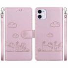 For iPhone 11 Cute Cats RFID Leather Phone Case(Rose Gold) - 1