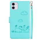 For iPhone 11 Cute Cats RFID Leather Phone Case(Green) - 3