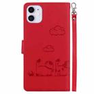 For iPhone 11 Cute Cats RFID Leather Phone Case(Red) - 3