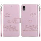 For iPhone XR Cute Cats RFID Leather Phone Case(Rose Gold) - 1