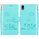 For iPhone XR Cute Cats RFID Leather Phone Case(Green) - 1