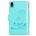 For iPhone XR Cute Cats RFID Leather Phone Case(Green) - 3