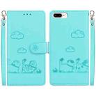 For iPhone 7 Plus / 8 Plus Cute Cats RFID Leather Phone Case(Green) - 1