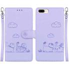 For iPhone 7 Plus / 8 Plus Cute Cats RFID Leather Phone Case(Purple) - 1