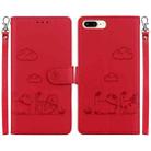 For iPhone 7 Plus / 8 Plus Cute Cats RFID Leather Phone Case(Red) - 1