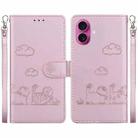 For iPhone 17 Cute Cats RFID Leather Phone Case(Rose Gold) - 1