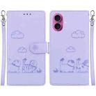 For iPhone 17 Cute Cats RFID Leather Phone Case(Purple) - 1