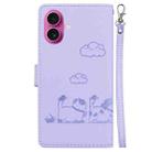 For iPhone 17 Cute Cats RFID Leather Phone Case(Purple) - 3